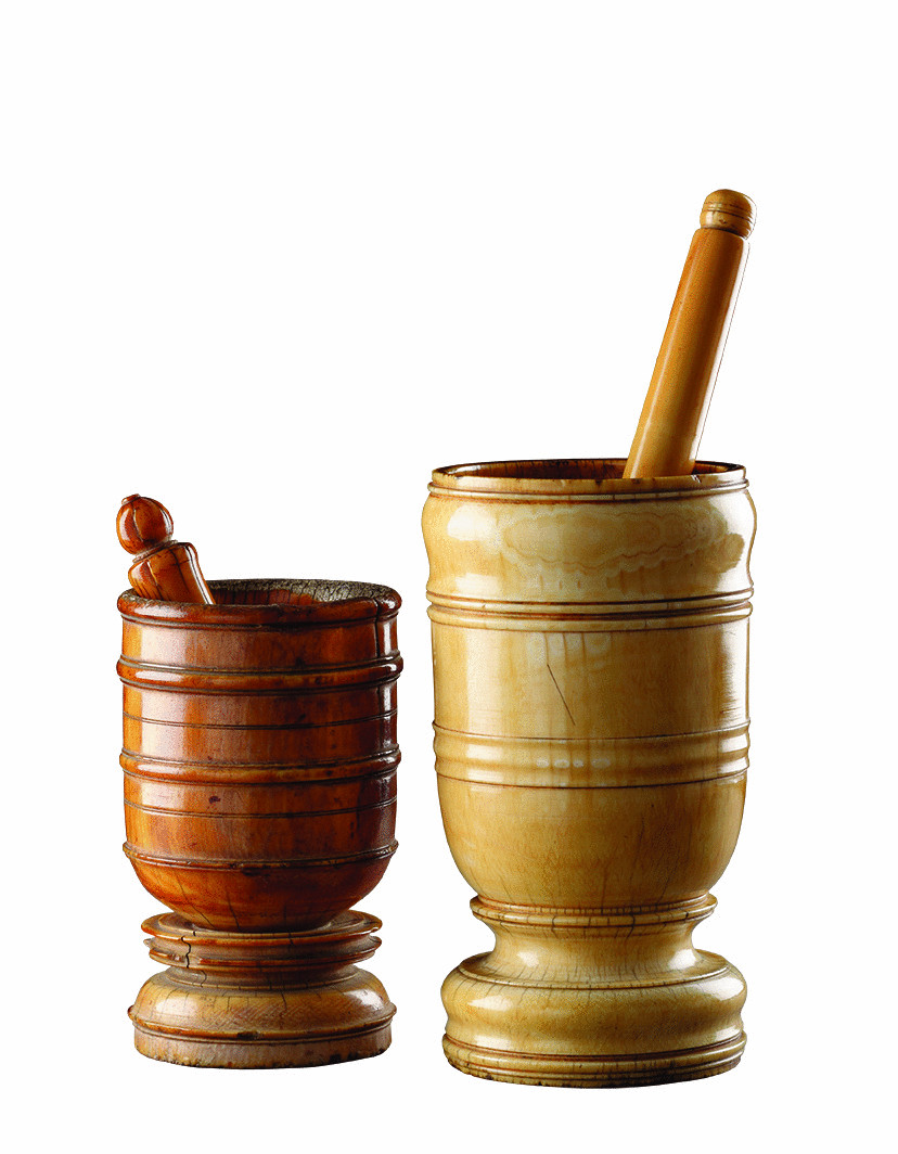 Two Fine Indo-Portuguese Ivory Mortars and Pestles